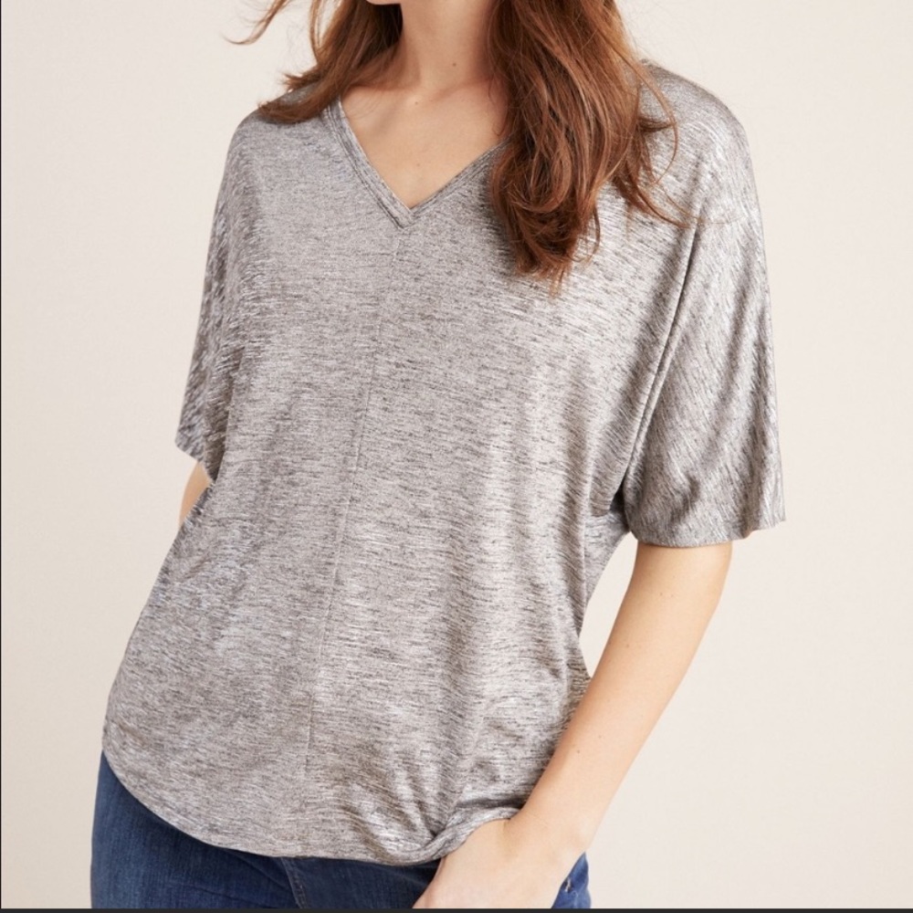 Anthropologie Silver metallic shirt/blouse NWT